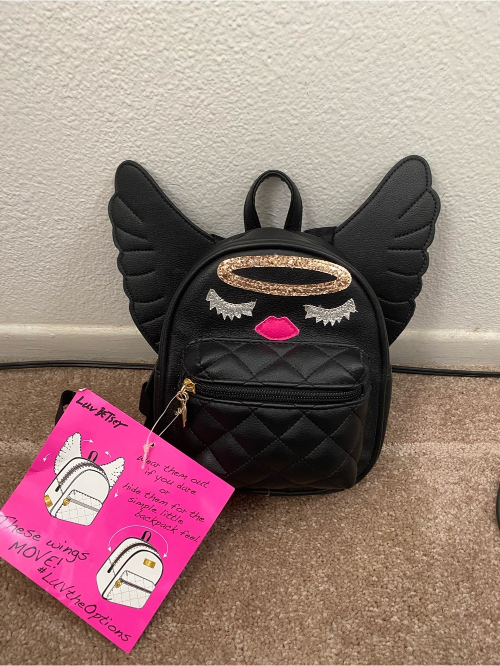 Black Winged Mini Backpack - Women Bags
